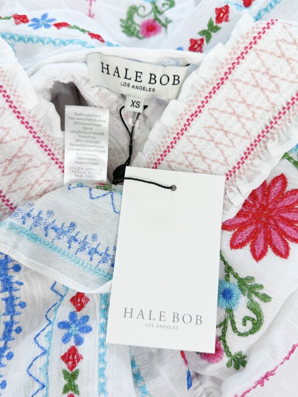 Hale Bob Neylan Embroidered Maxi Dress White Colorful Embroidered New NWT XS - Picture 8 of 8